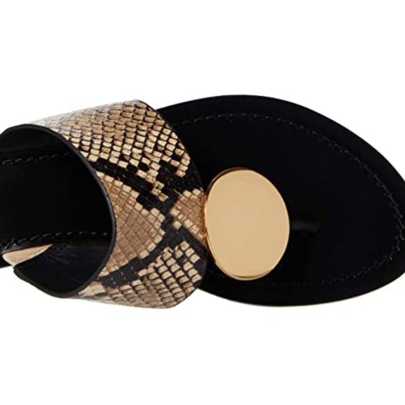 NWT Tory Burch® Patos Snakeskin-Embossed Leather Thong Sandals - Picture 6 of 10